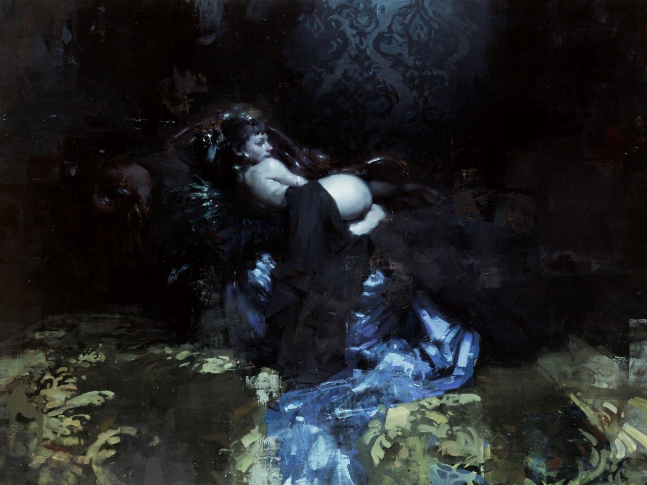 Black Damask - 30 x 40 inches - Oil on Panel - 1/2016