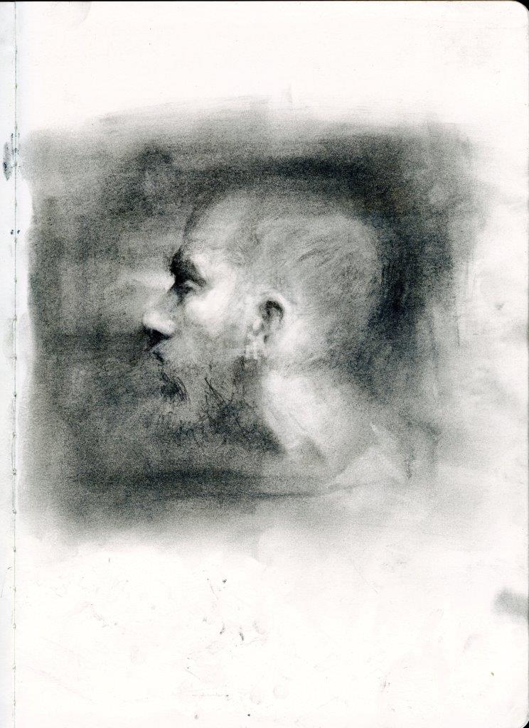 Self Portrait in Graphite - 8 x 10 inches - Graphite on Moleskine - 6/2016