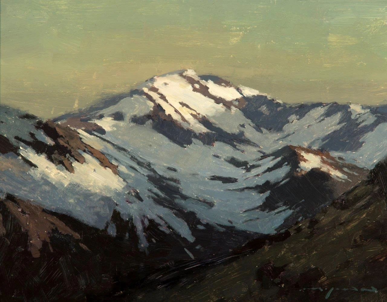 As Light Leaves the Peaks - 8 x 10 inches - Oil on Panel - 6/2016