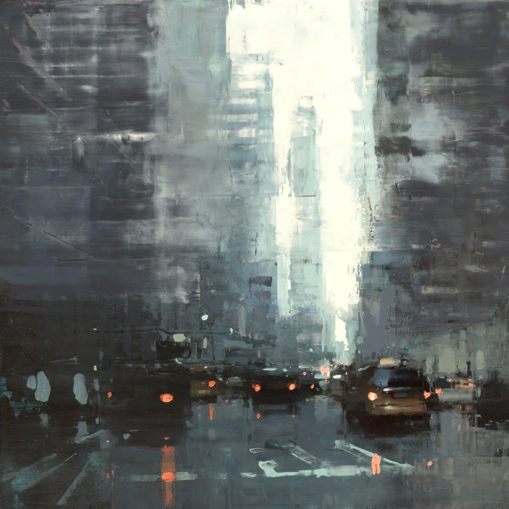 NYC in Violet Grey - 12 x 12 inches - Oil on Panel - August 2017