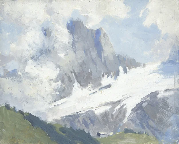 "The View from Engelberg, Switzerland (Plein Air)" - 4 x 5 in. - Oil on Panel