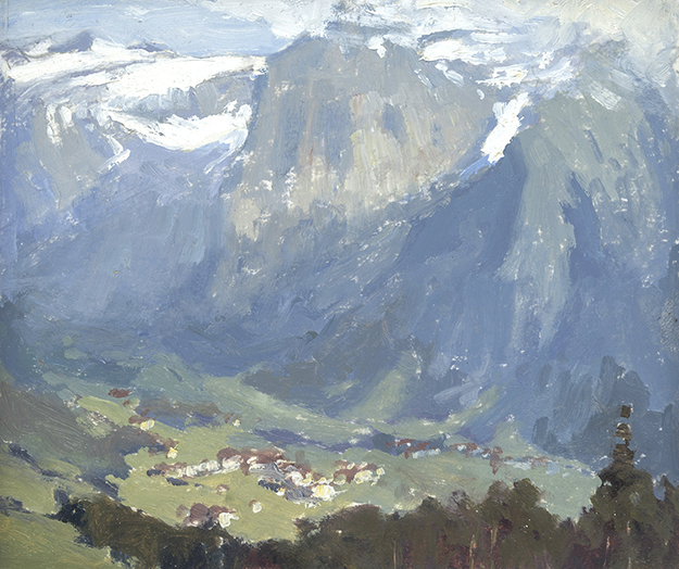 "Above Engelberg, Switzerland" - 4 x 5 in. - Oil on Panel