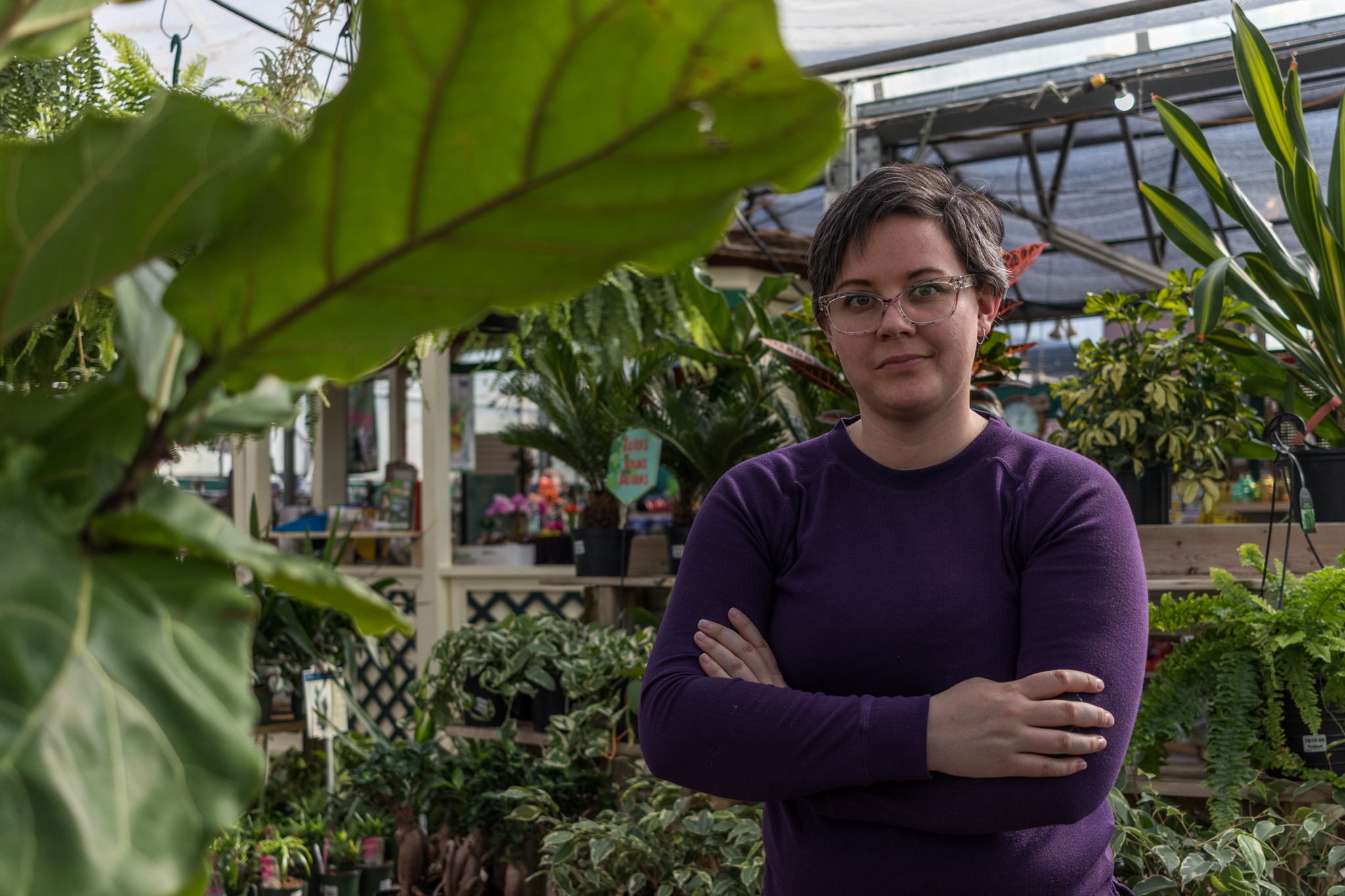 My happy place, surrounded by plants in a lovely warm greenhouse.