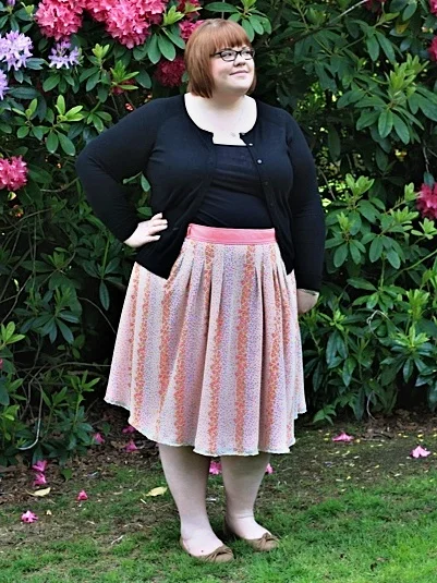 Yvonne in her Japanese floral print skirt