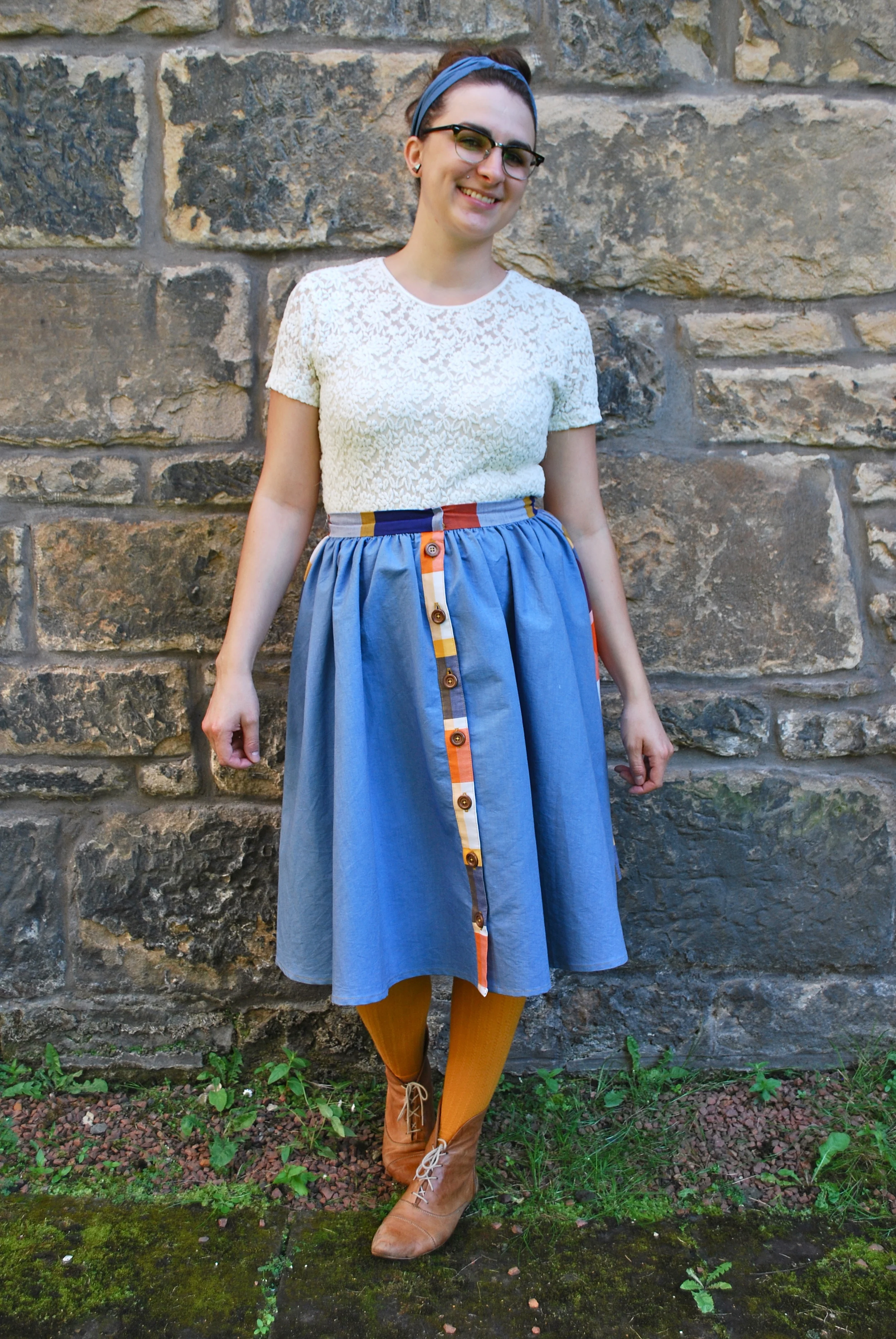 Cassandra in her plaid inspired Version 1 of the Zinnia