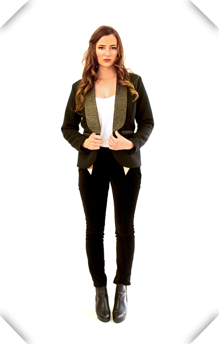 BELLATRIX BLAZER A fully lined, long sleeved, fitted blazer with shawl collar and single button closure. Variation 1 has a long hemline and would dress up any outfit. Variation 2 has a cropped hemline which curves up at the back. Perfect for wearing over dresses! See more.