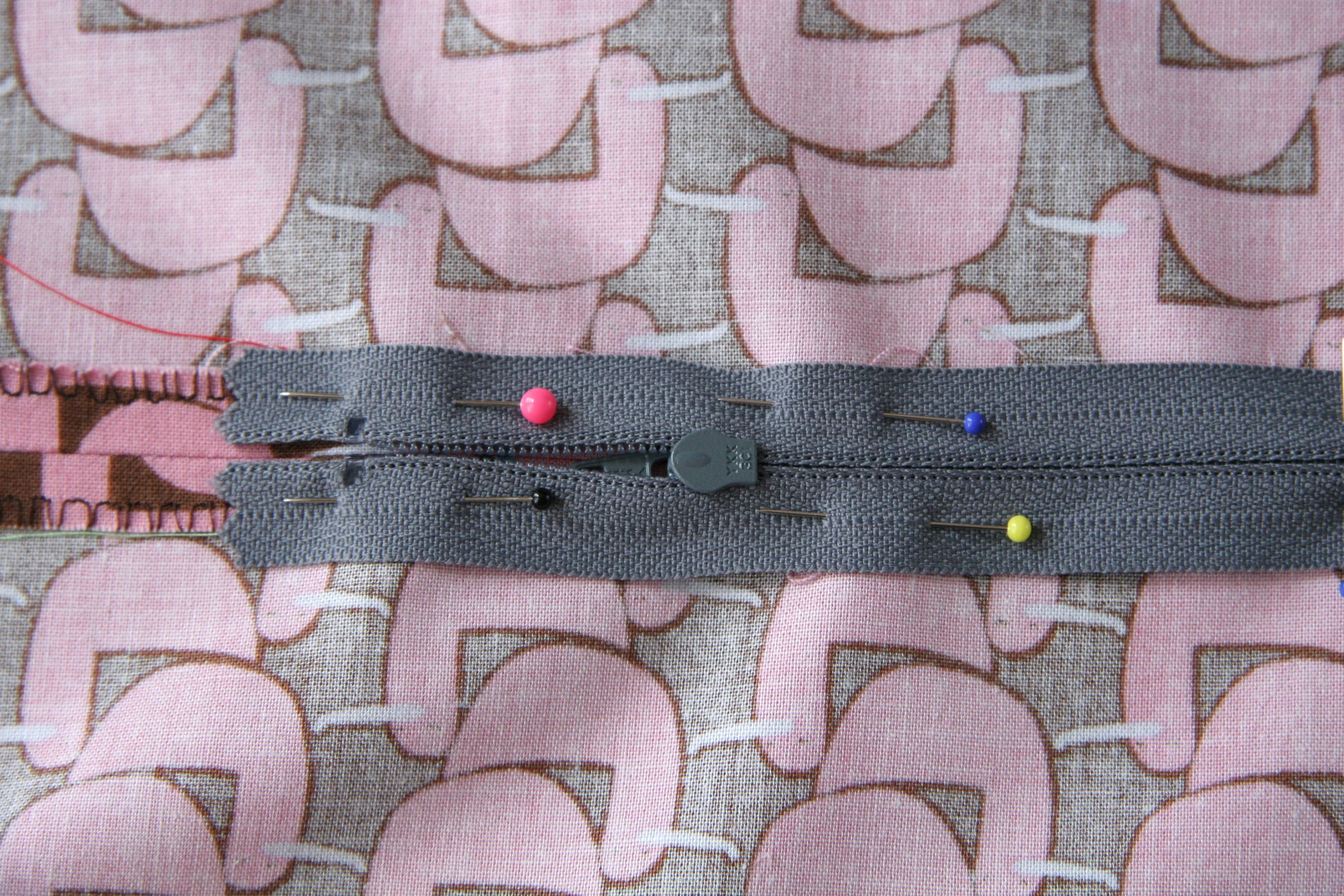 STEP 3b - Pin zip in place.