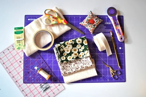 Tools of the trade for quilting. 