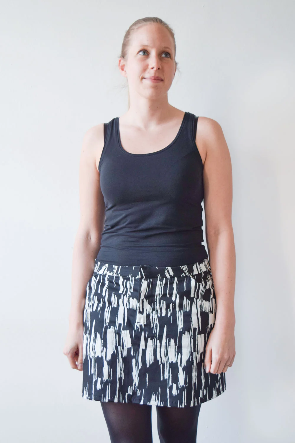 Flora and her winning cotton sateen skirt. 