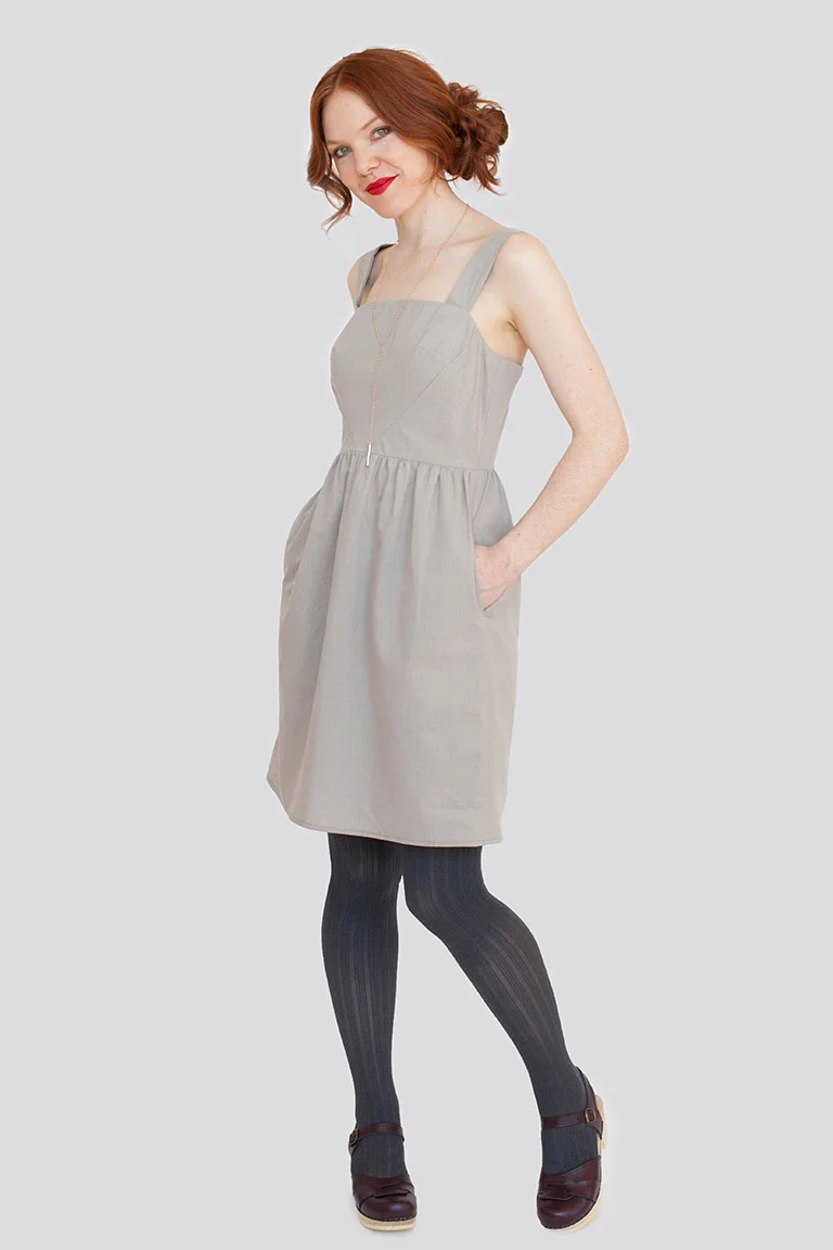 HAZEL DRESS Colette Patterns A great basic top for spring and summer which does double duty as a layering piece in the fall and winter. This top features a tiny pocket as well as bust darts and a slightly relaxed fit. Suitable for many fabrics, dress it down for day in cotton chambray or make it fancy with a printed silk.
