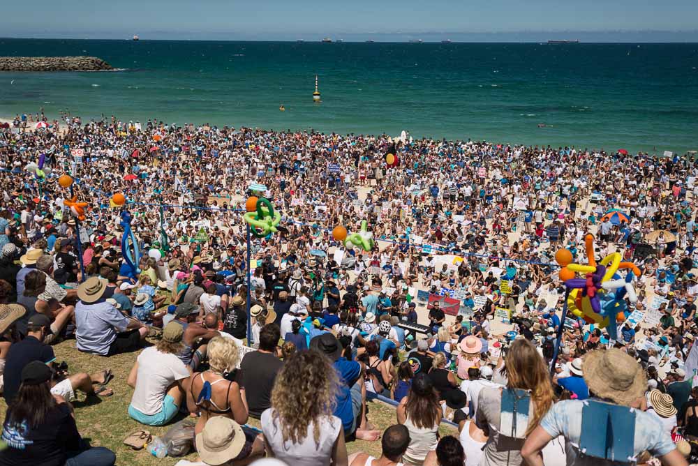 Protest agains shark cull policy in WA, Cottesloe, 2014, ©Piotrek Ziolkowski