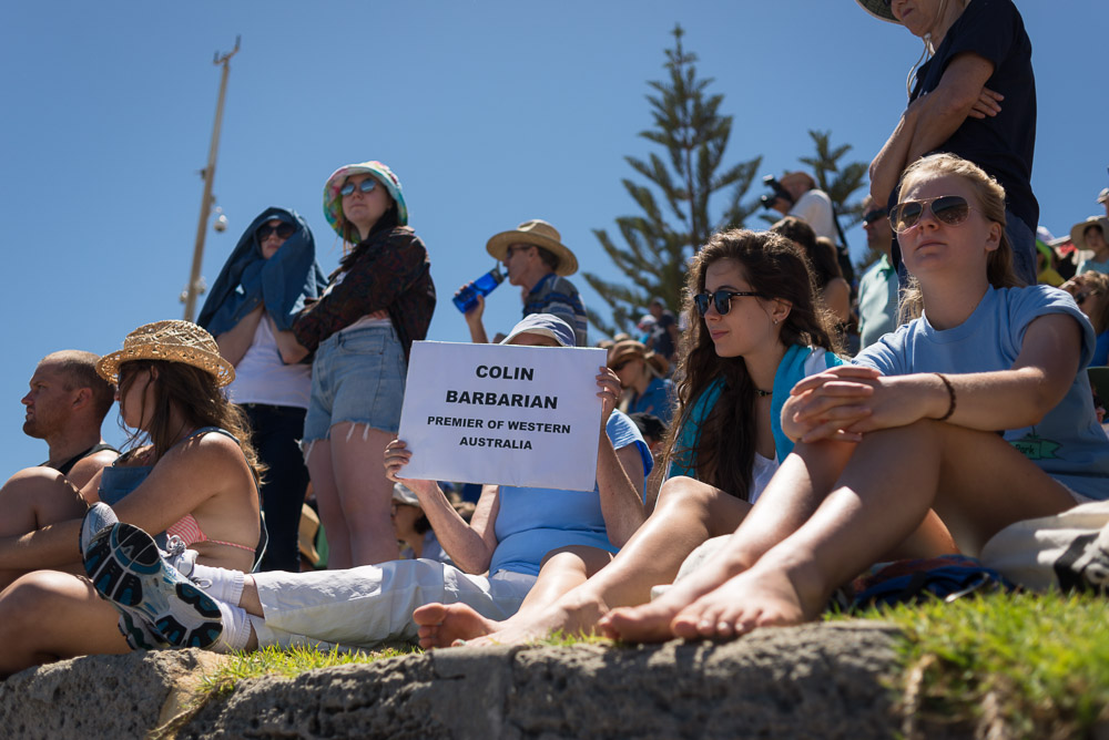 Protest agains shark cull policy in WA, Cottesloe, 2014, ©Piotrek Ziolkowski