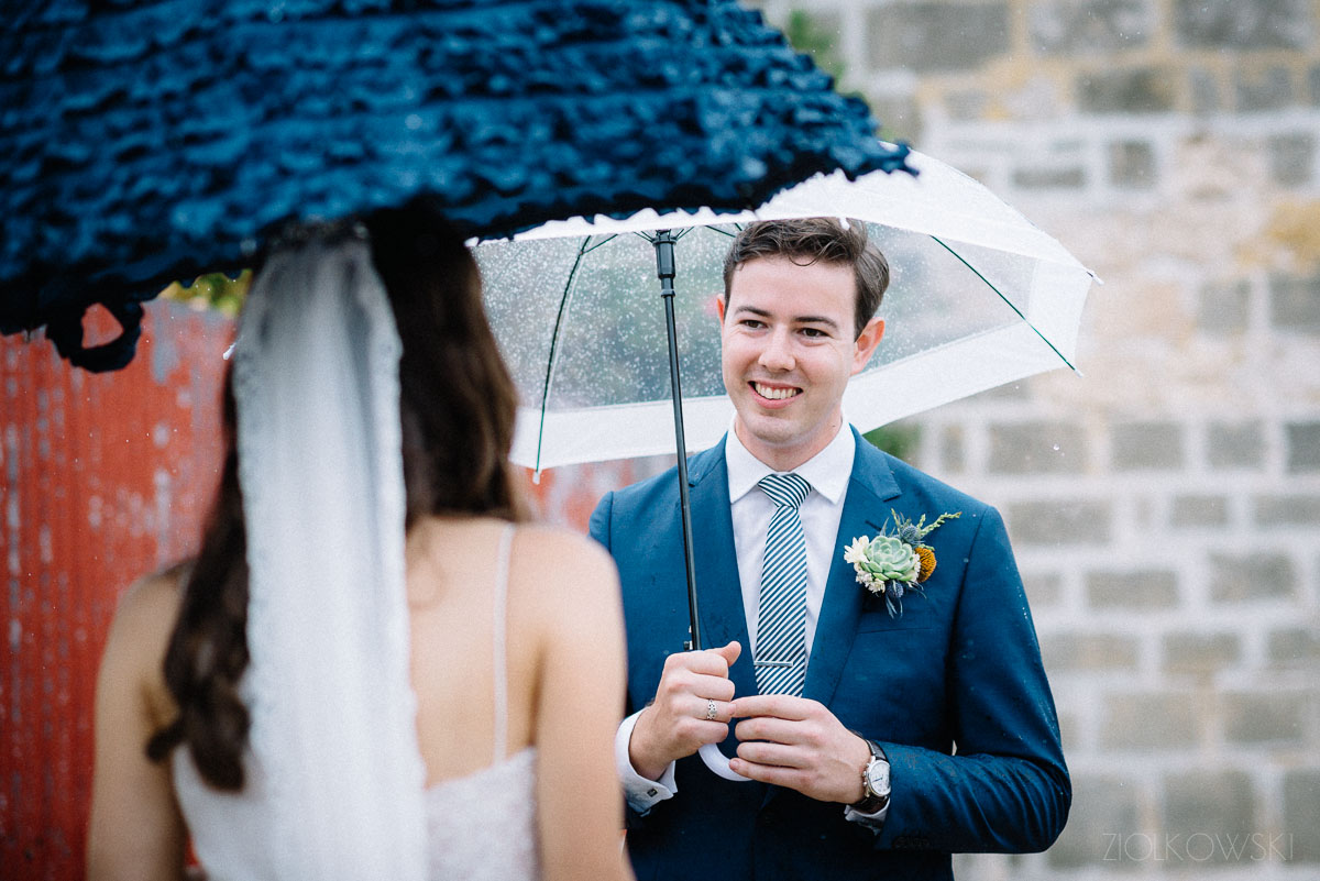 Leila and Conor/ Fremantle wedding with a splash/dash of rain.