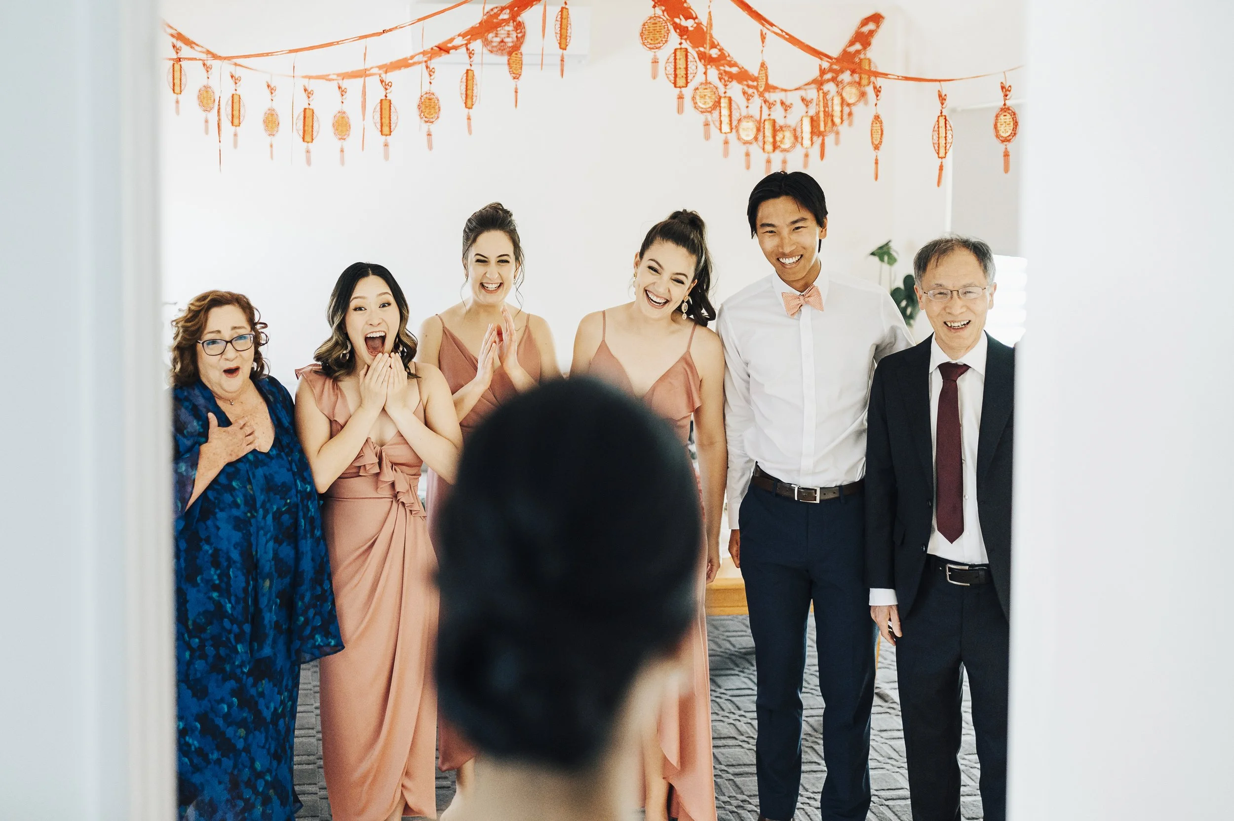 The sound of pure joy and emotion. That high-energy moment when your family and bridesmaids see you for the first time. Unposed and unforgettable. Matilda Bay Bayside Kitchen.