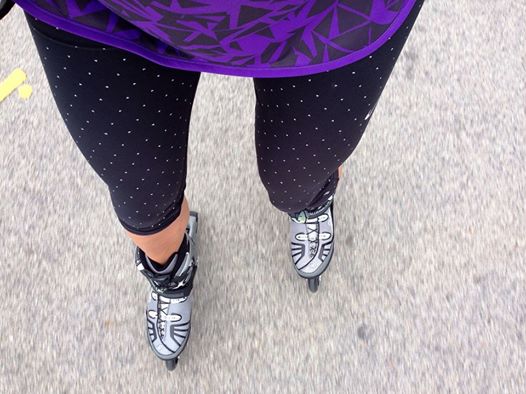 Skating around the park in my new (SUPER COOL & HIP) Rollerblades.