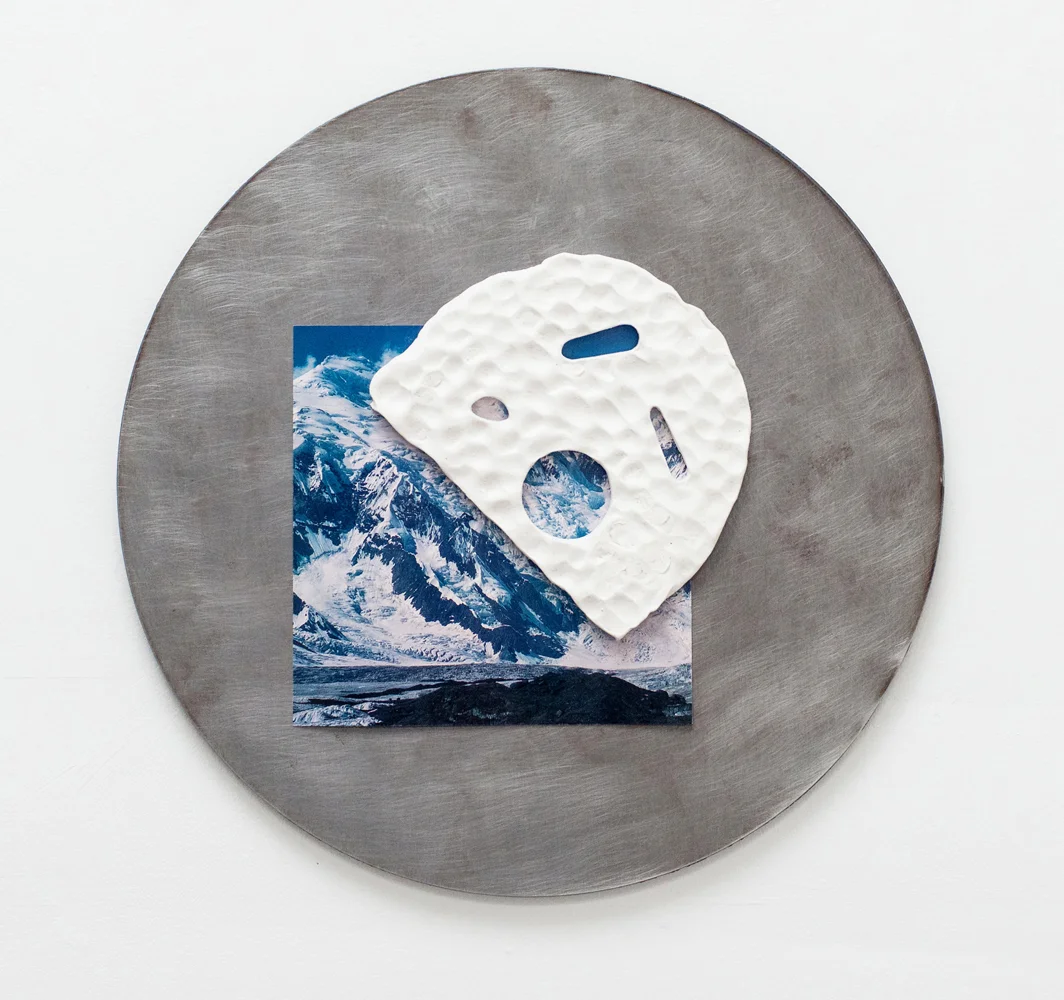   Hondo Tondo #5   Glazed earthenware, found image, steel. 2017 