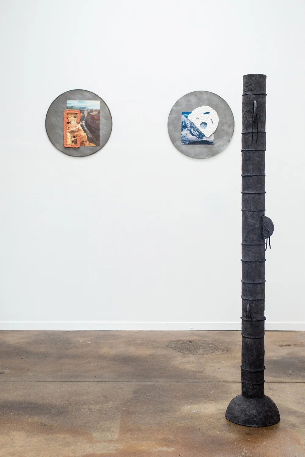   Barometer    Earthenware, glaze, magic sculp, and leather. 2018 