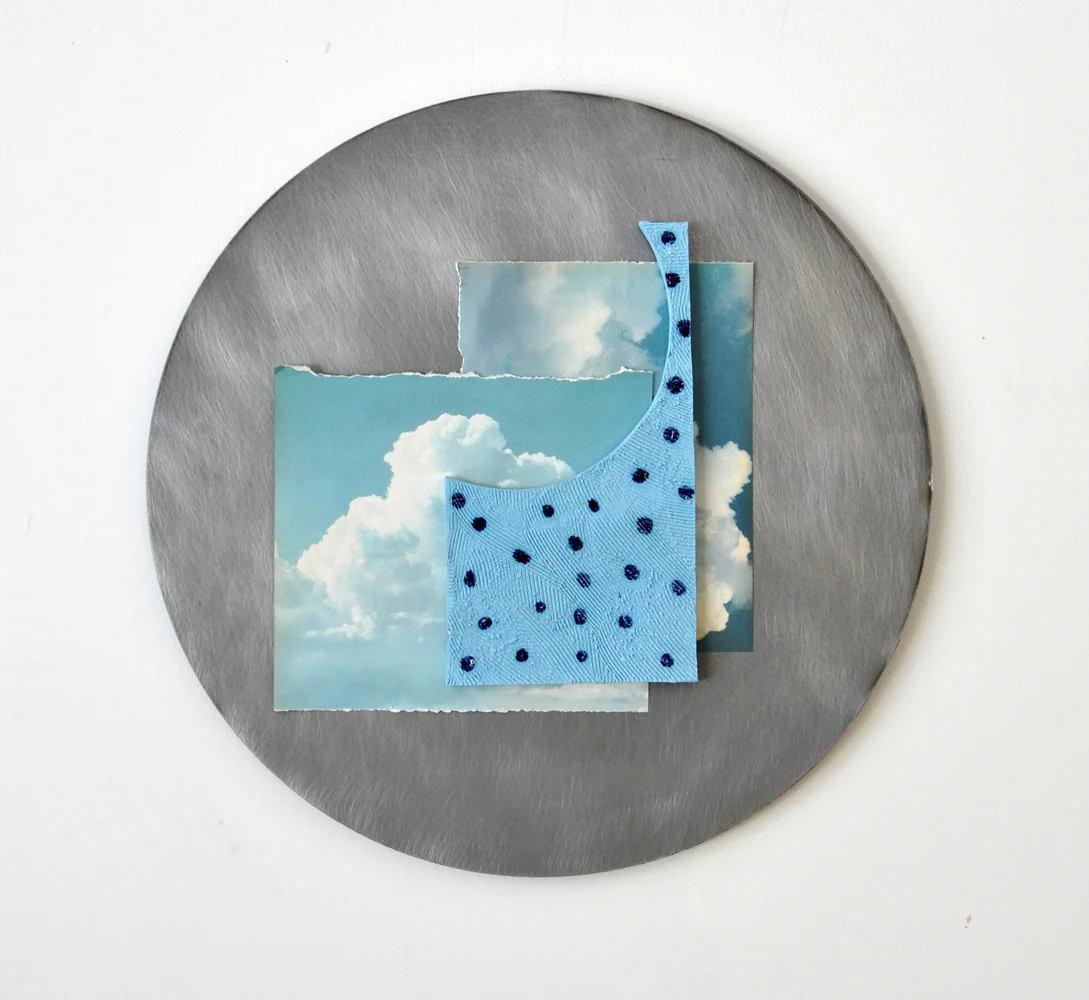   Hondo Tondo #2   Glazed earthenware, found images, steel. 2017 