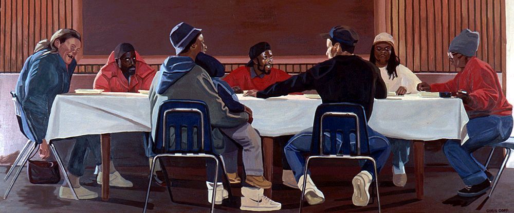 The mural in the Community Soup Kitchen dining room.