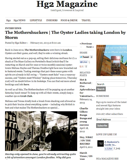 Hedonists Guide to London. Interview. Feb 2013.