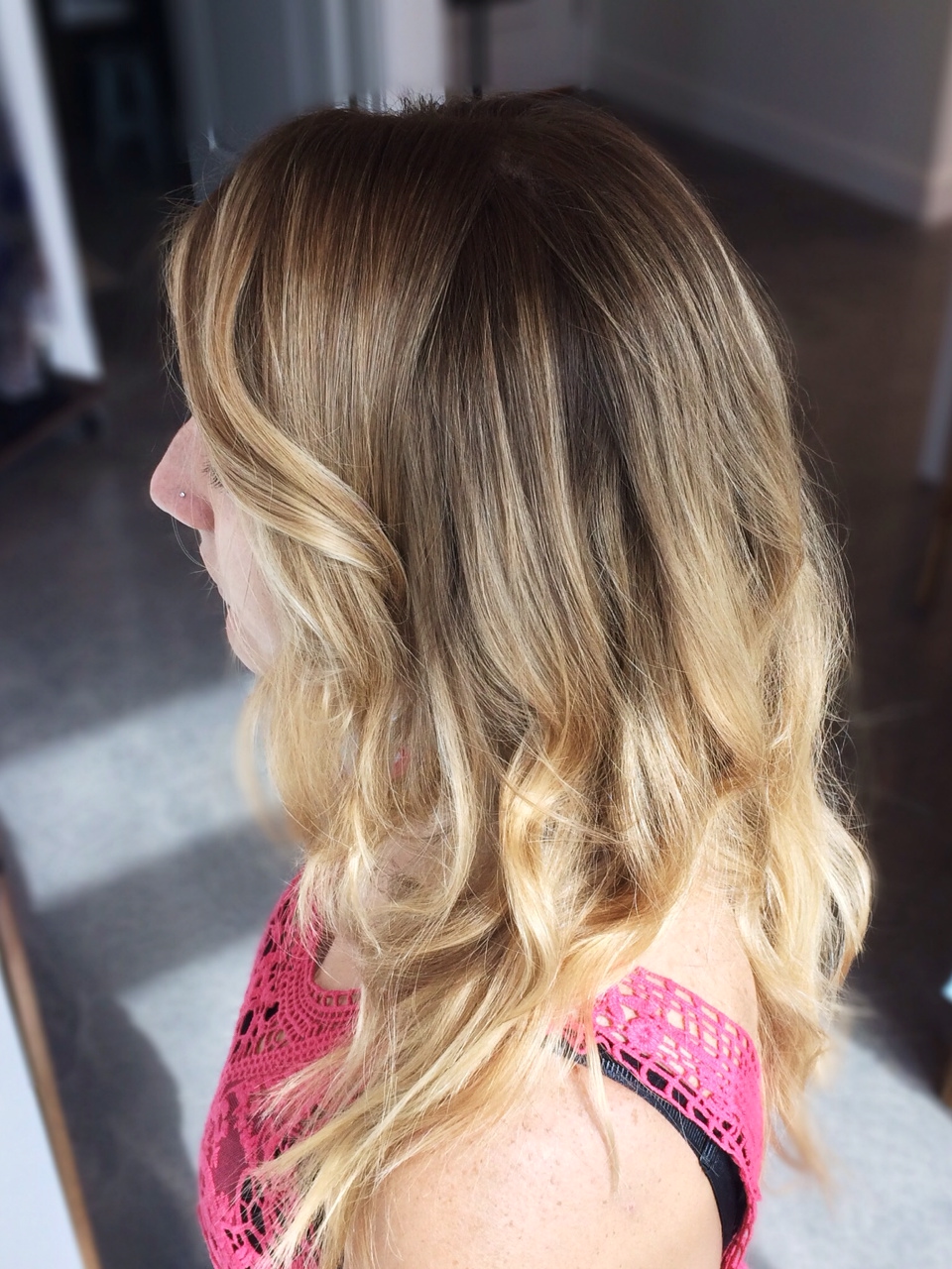  highlights done with hair painting, a form of balayage, at Elle 7 Twenty Salon and Spa, a Vero Beach hair salon. 