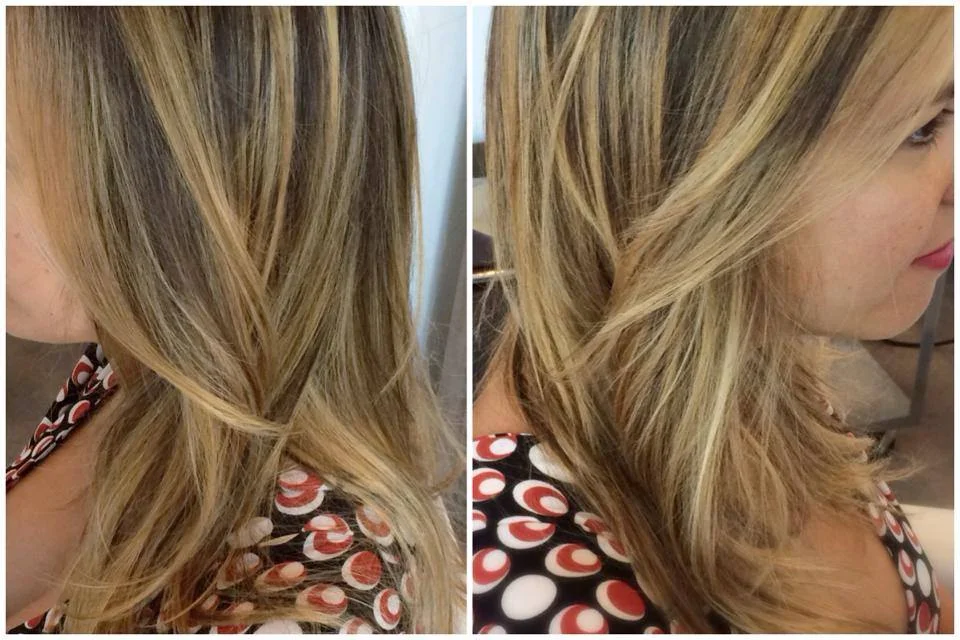 hand painted highlights with hair painting/balayage