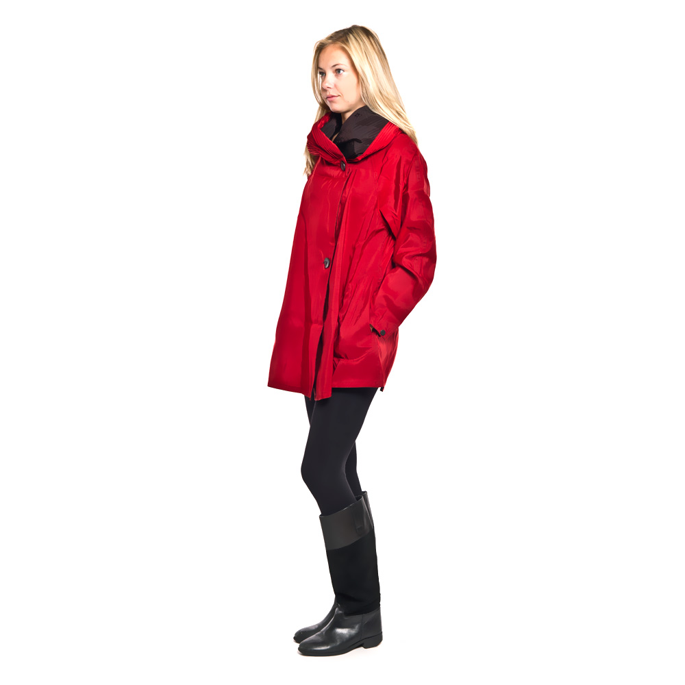 Oversize Hood Mini Cardinal Red Mycra Pac Raincoat