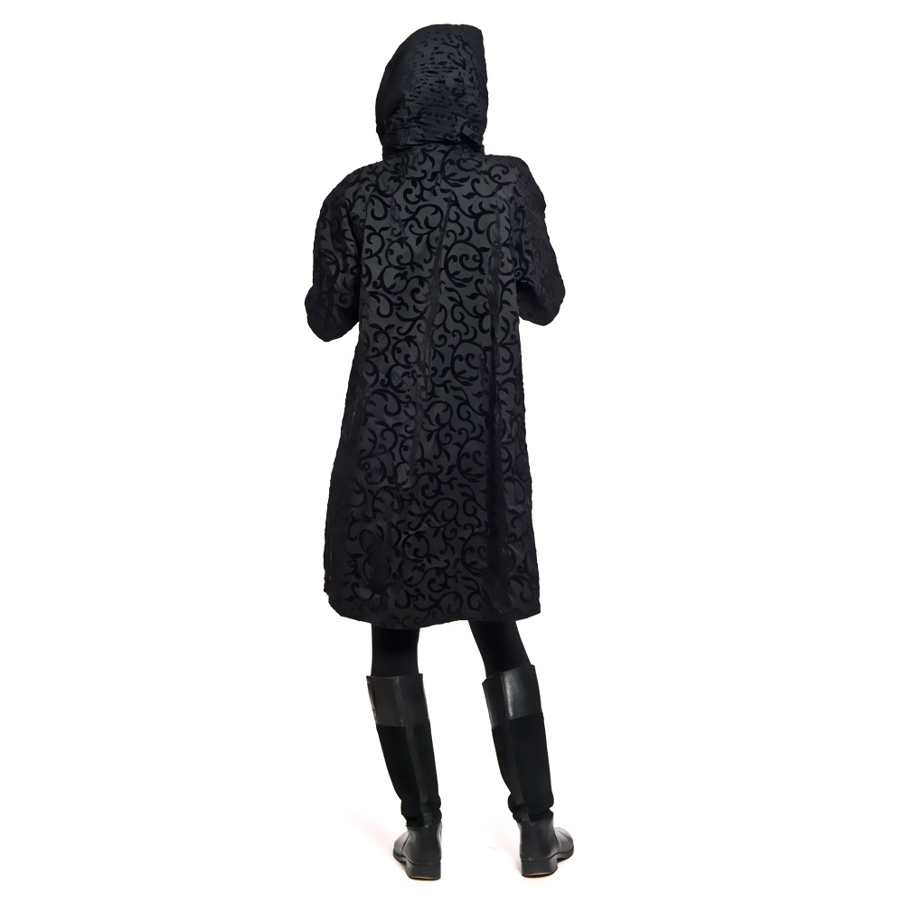 Hooded Back View Short Scroll Mycra Pac Raincoat