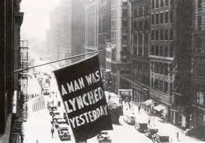 Banner hanging from NAACP office in NYC, 1938
