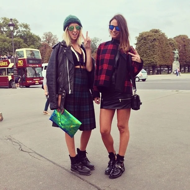 matchy matchy with my babe @zinafashionvibe after the acne show at pont Alexandre III