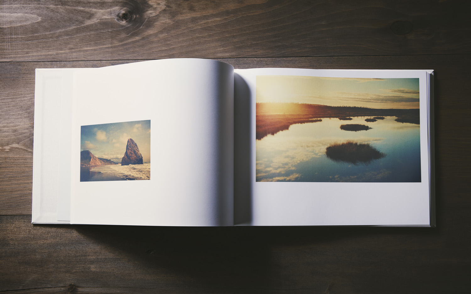 The book spread open is 11"x28" giving the landscapes room to breathe.
