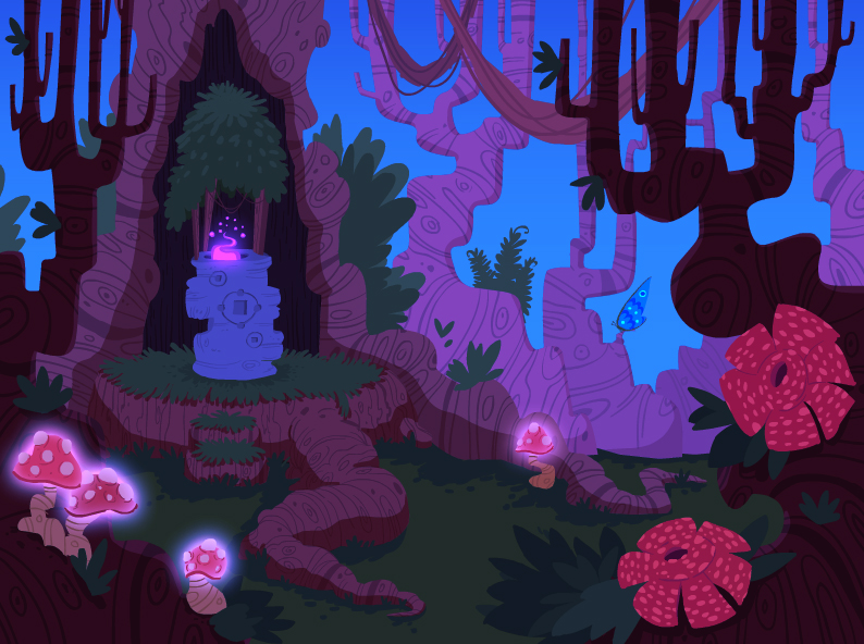 Enchanted Interactive Forest by *cachavaThis is an interactive environment I just completed!Can you find all of the interactive elements?HINT: You can click a total of 9 times on all of the buttons and interactions!clip of the song is from Je Pense …