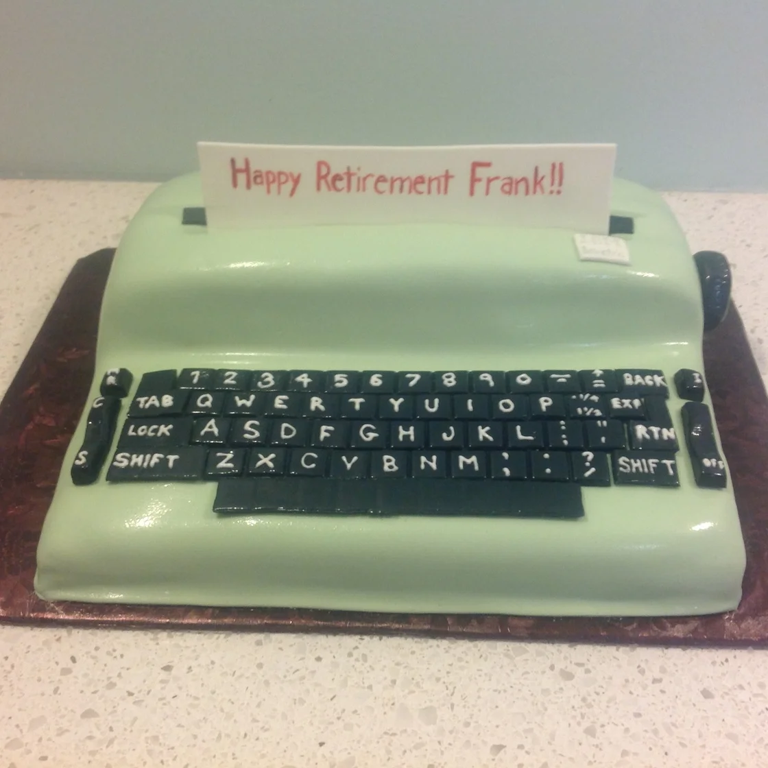 Typewriter Retirement Cake