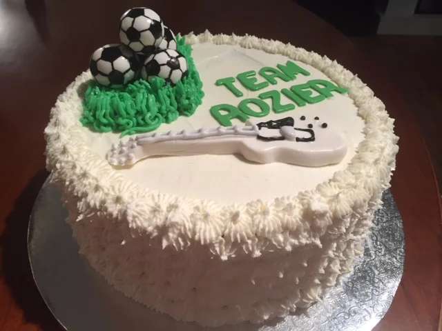 Soccer guitar cake