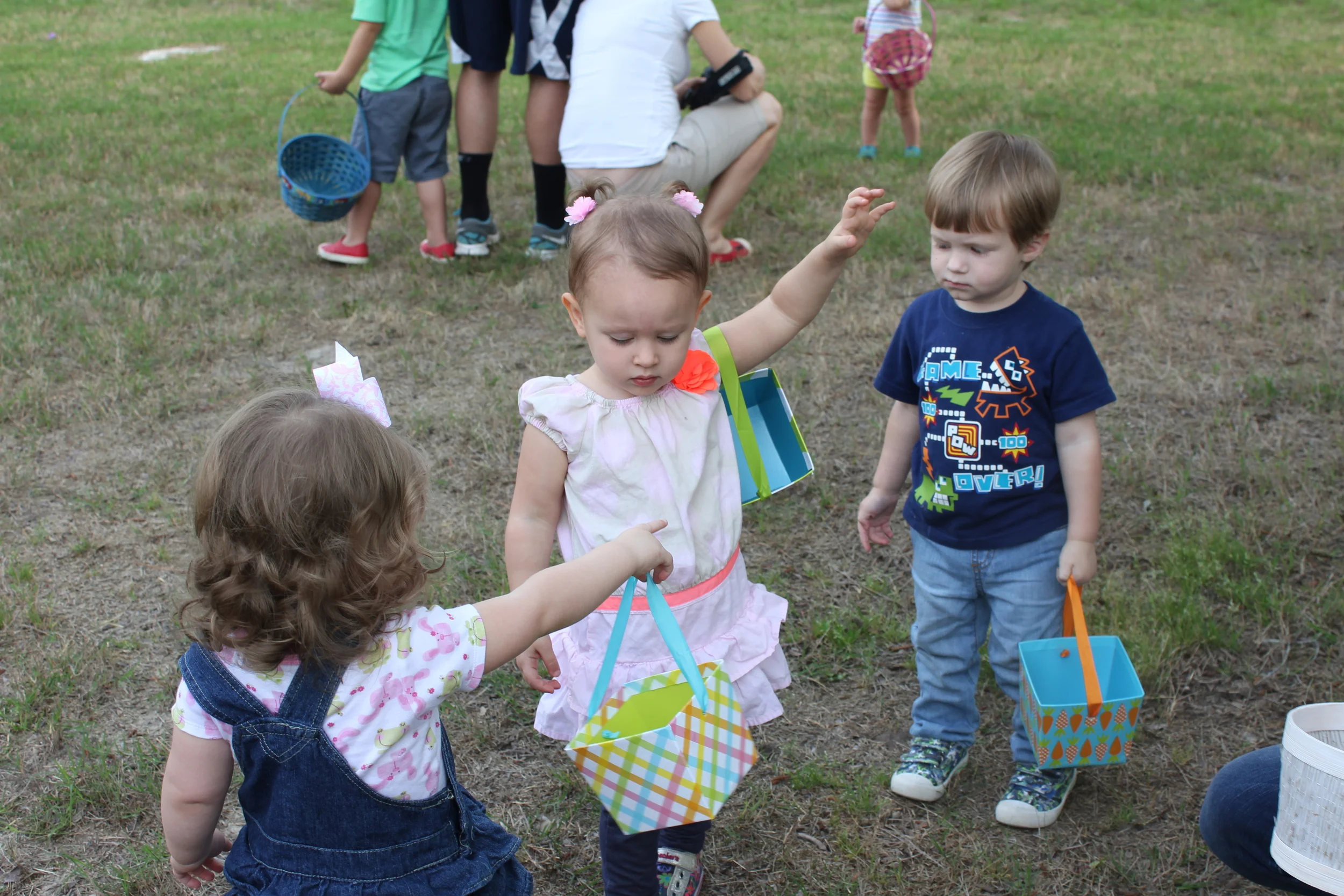 Avi, Kenzie, and Ben prior to egg hunt.