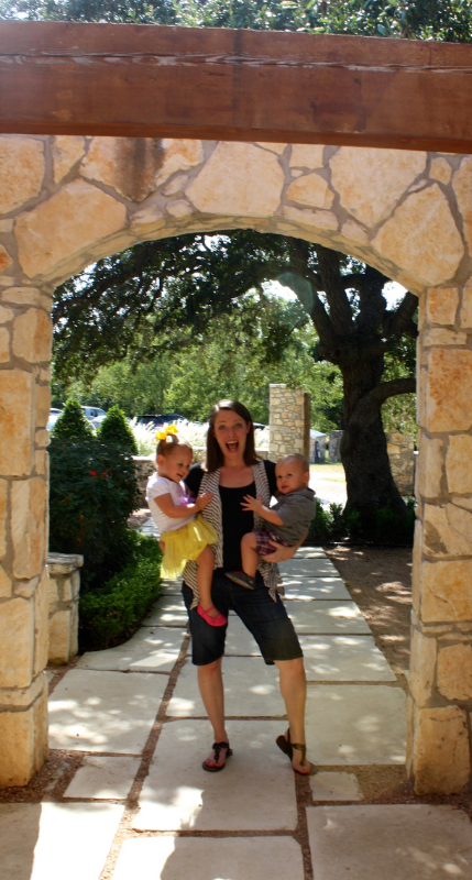 Holding my three kiddos (one in womb!) at the entrance to what I grew up knowing as my great uncle's house.