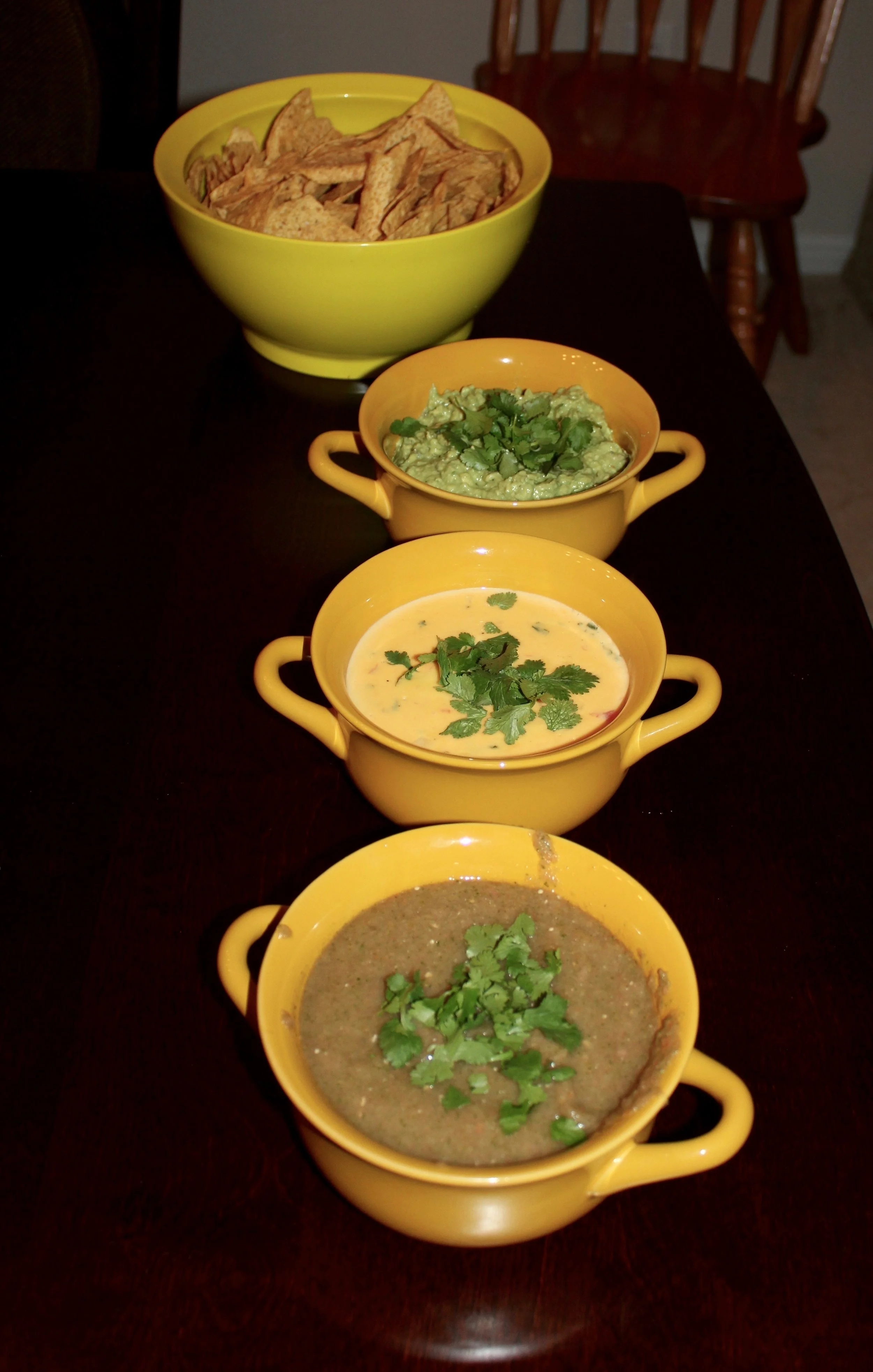 Homemade Guacamole, Queso, and Salsa. Which I could eat ad nauseum.