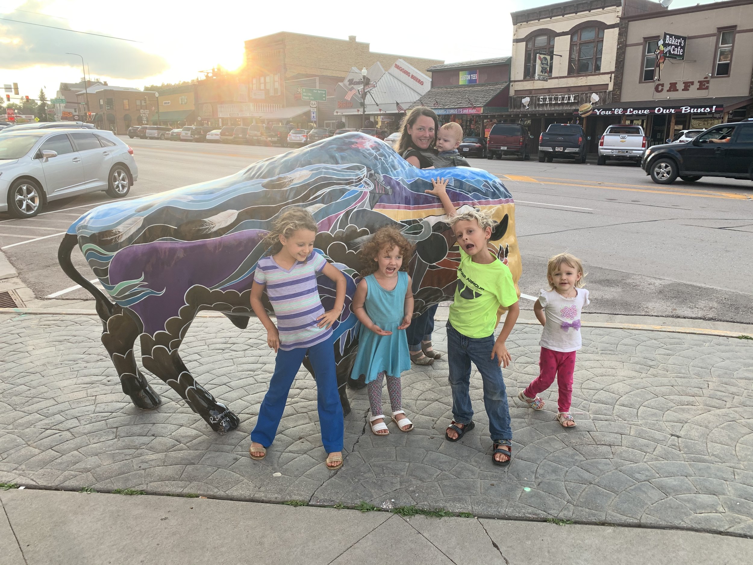  Downtown Custer had multiple bison, and we took multiple pictures. 