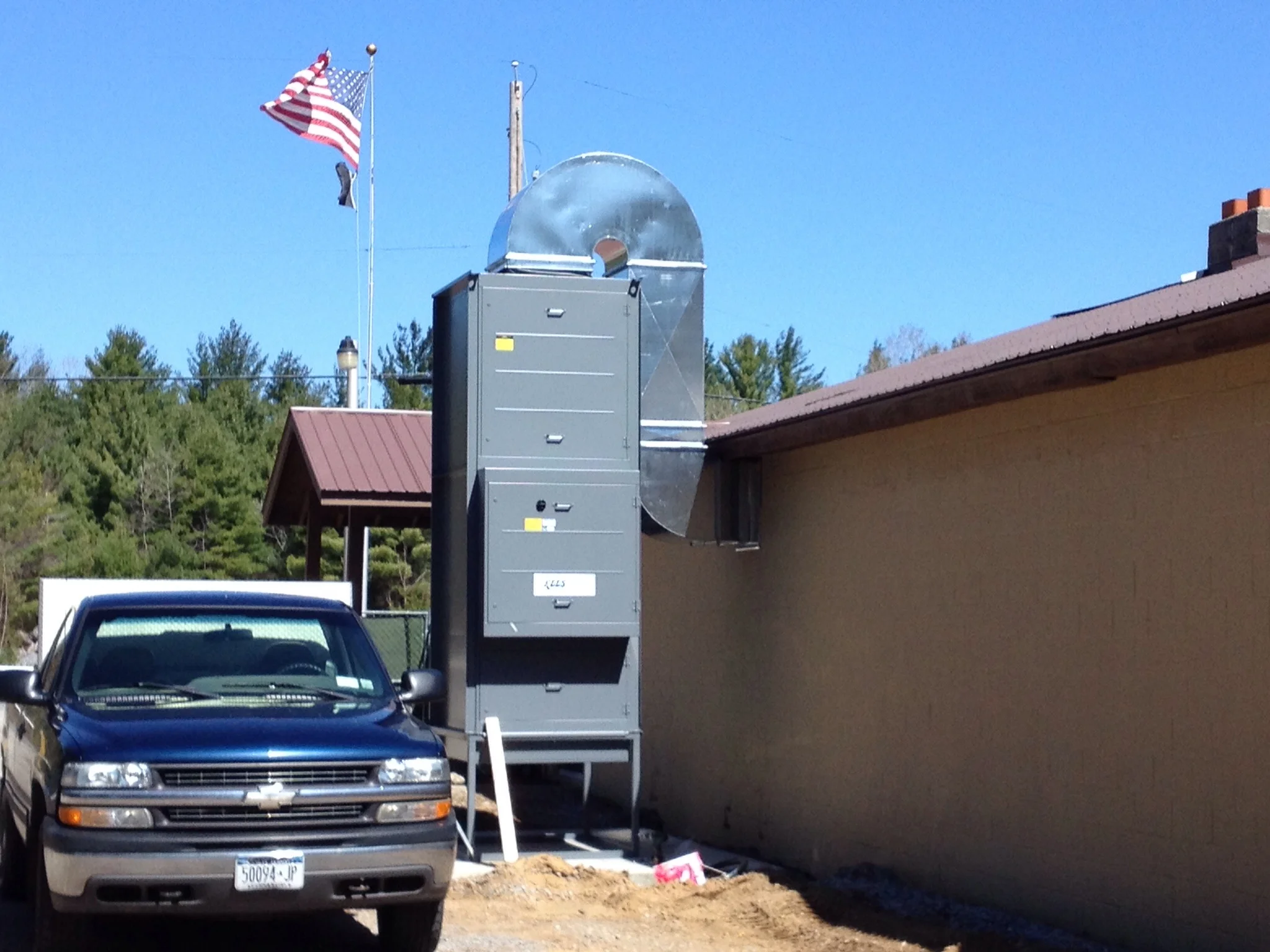 Installation of Make-up Air Unit duct.