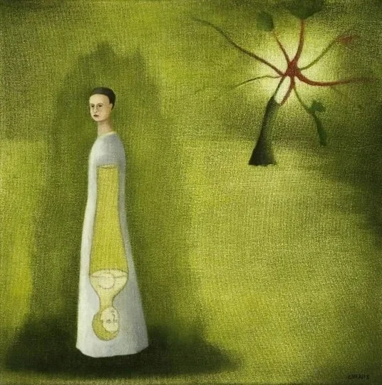 Untitled (Green Doll), 2006. 16" x 16". Oil on canvas.