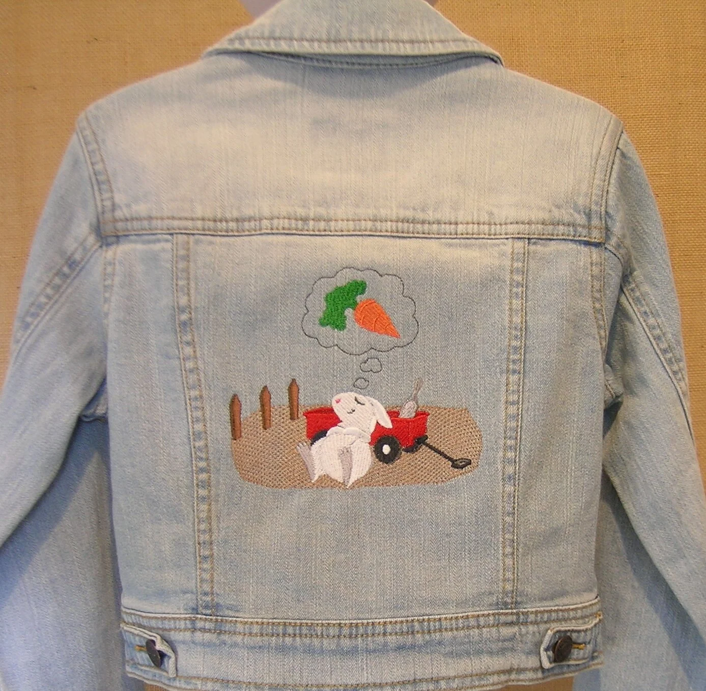 Kids Jean Jacket With Embroidered Bunny 