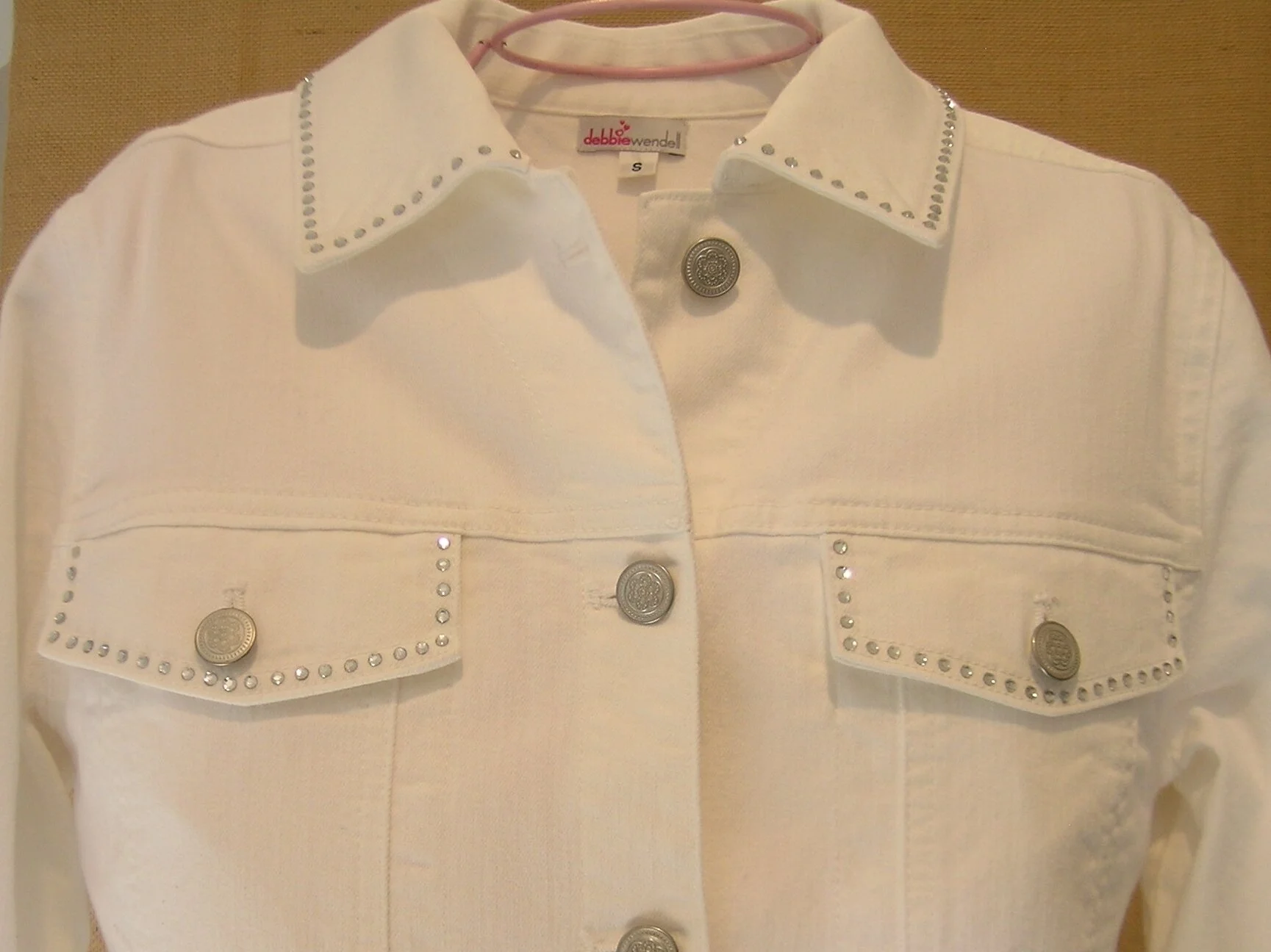 embroidered white denim jacket