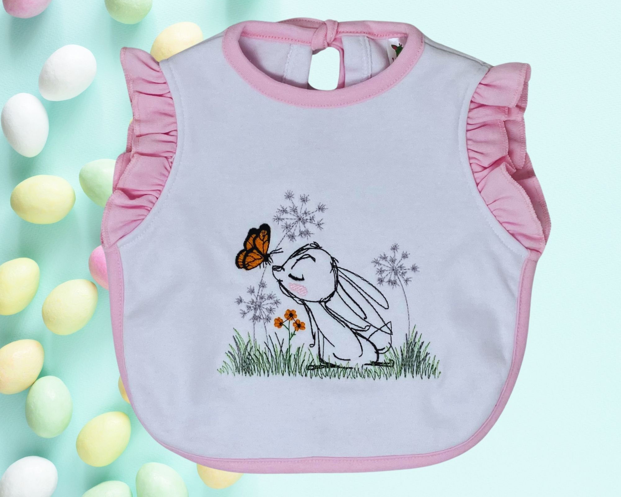 Pink Bunny Drooler Bib