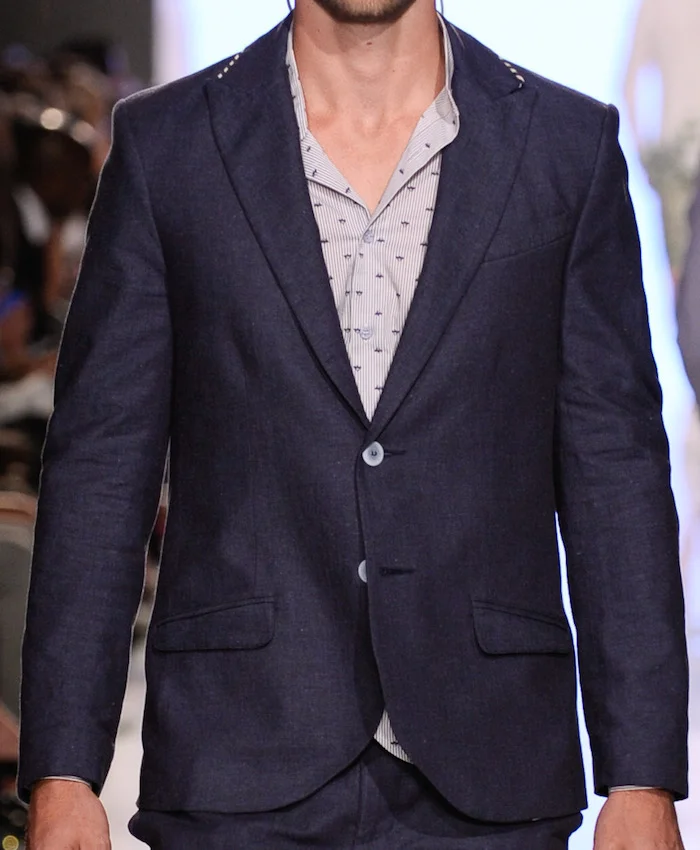 dark blue linen blazer
