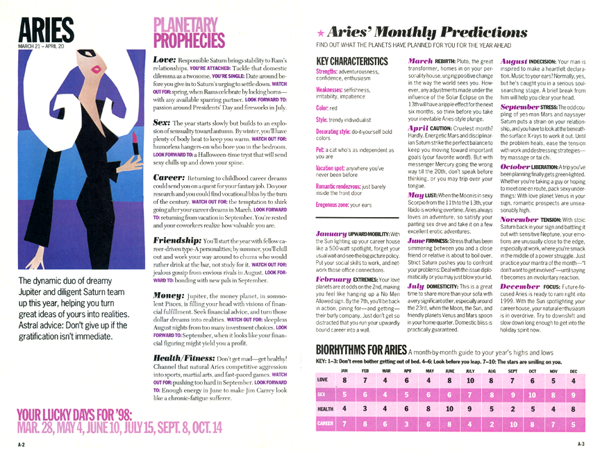 COSMOPOLITAN MAGAZINE { Astrology Special Insert }