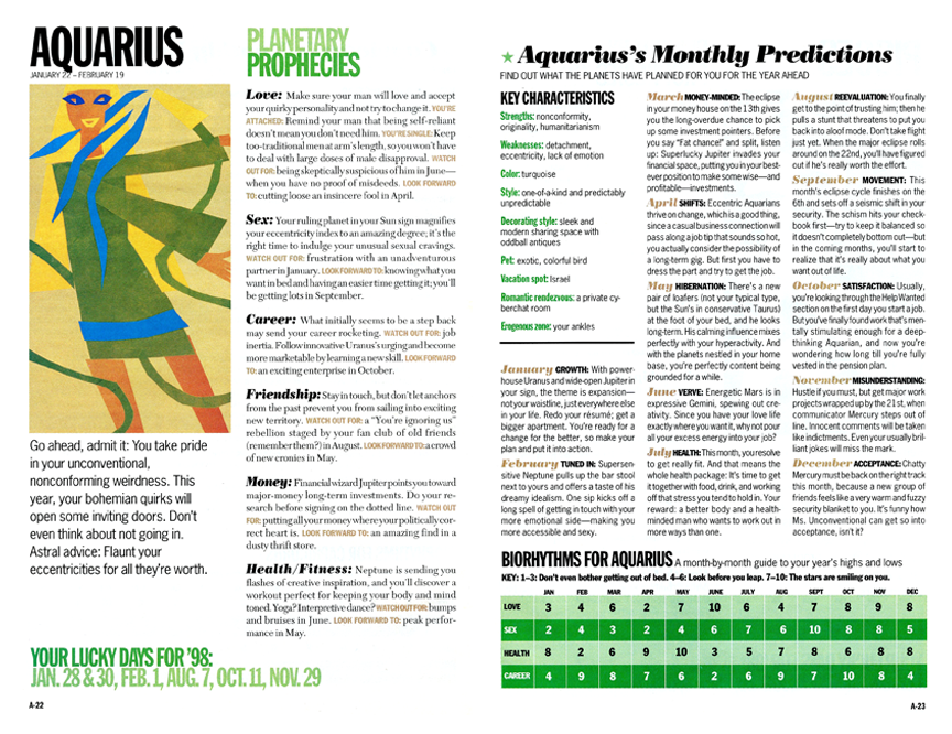 COSMOPOLITAN MAGAZINE { Astrology Special Insert }