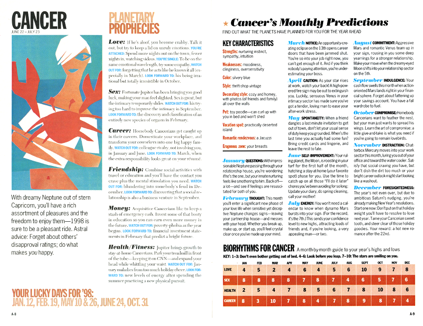 COSMOPOLITAN MAGAZINE { Astrology Special Insert }