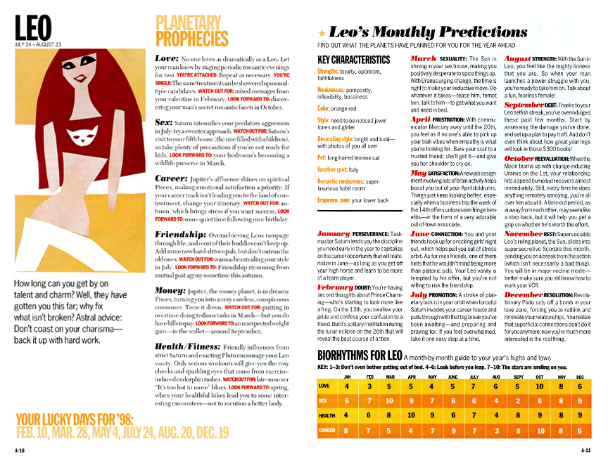 COSMOPOLITAN MAGAZINE { Astrology Special Insert }