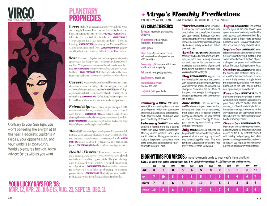 COSMOPOLITAN MAGAZINE { Astrology Special Insert }