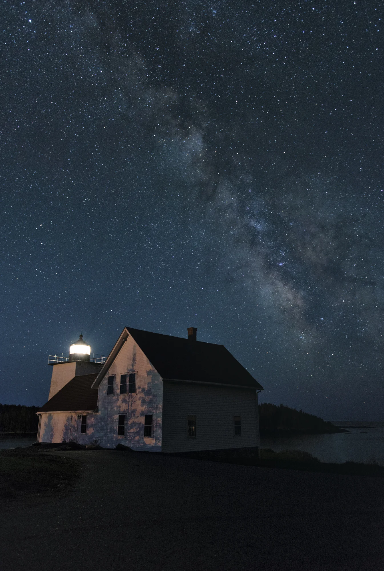Night Sky, Burnt Coat Harbor Light, Swan's Island, Maine
